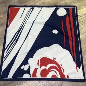 Vintage Pierre Cardin Graphic Scarf Red Navy White – Made in Italy - Polyester